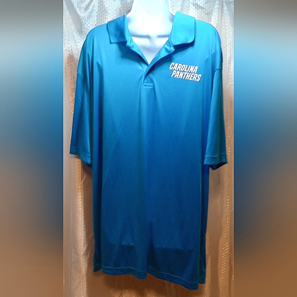 Carolina Panthers Men's Polo Shirt, Fanatics, Short Sleeves Blue Collar 3 XLarge